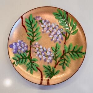 Annemarie Davidson 6” Plate w/ Lilac Floral Design & Enameled Copper Surface
